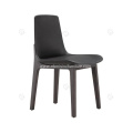 Black genuine leather Ventura armless dining chair